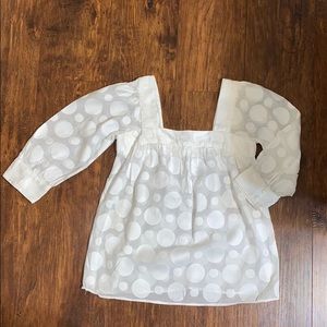 Milly of New York White Polka Dot Sheer Top Sz 2